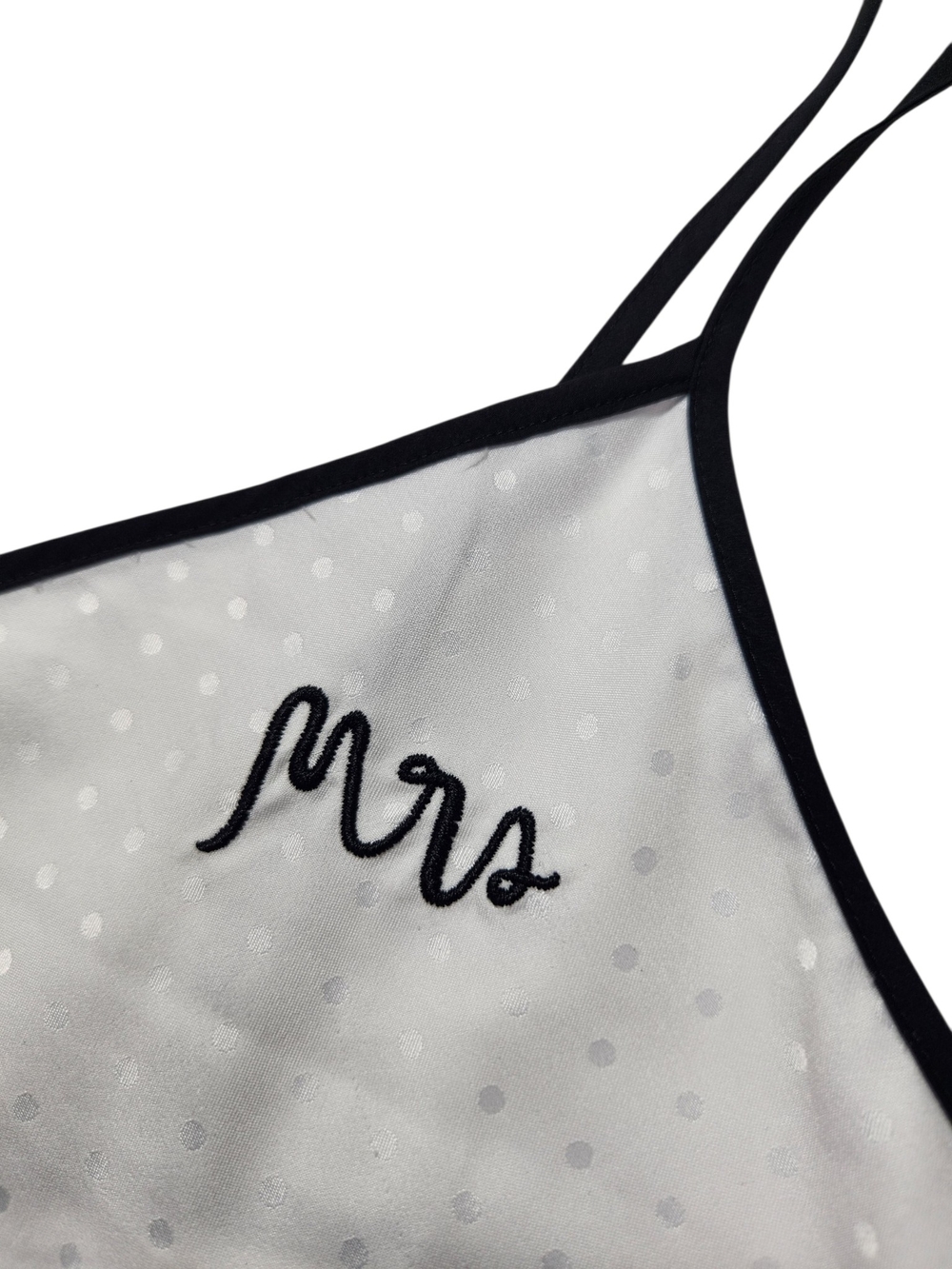 Kate Spade New York "Mrs" Satin PJ Cami Top Sm White Swiss Dot Bridal Sleepwear - Picture 8 of 14